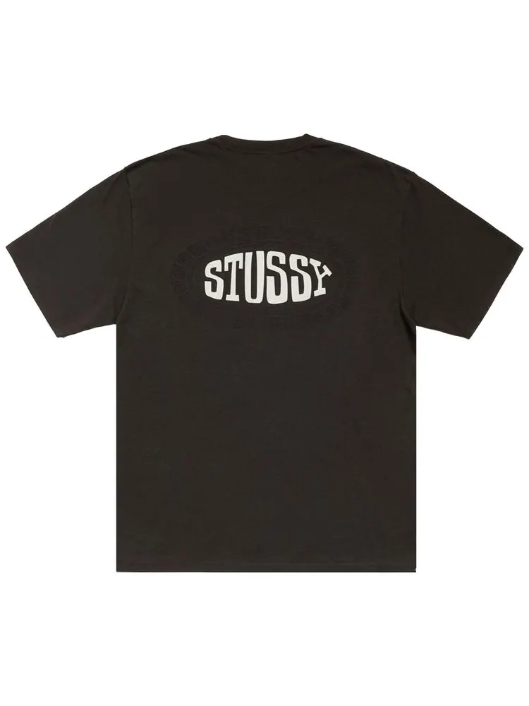Футболка Stussy Tile Oval Tee, окрашенная пигментом в цвет «выцветший черный» — изображение 2 из 2