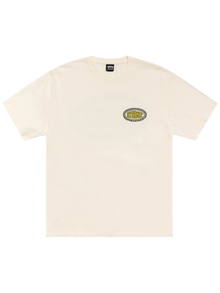Футболка Stussy Tile Oval Tee, окрашенная пигментом в цвет «Натуральный» — изображение 1 из 2, бежевый