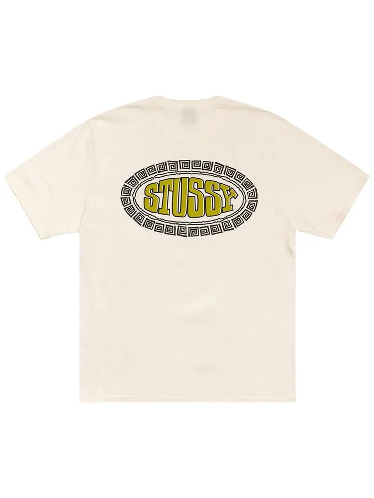 Футболка Stussy Tile Oval Tee, окрашенная пигментом в цвет «Натуральный» — изображение 2 из 2, бежевый
