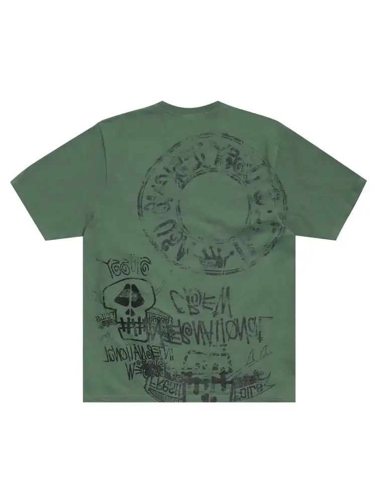Футболка Stussy Skulls, окрашенная пигментом, цвет «сосна» — изображение 2 из 2