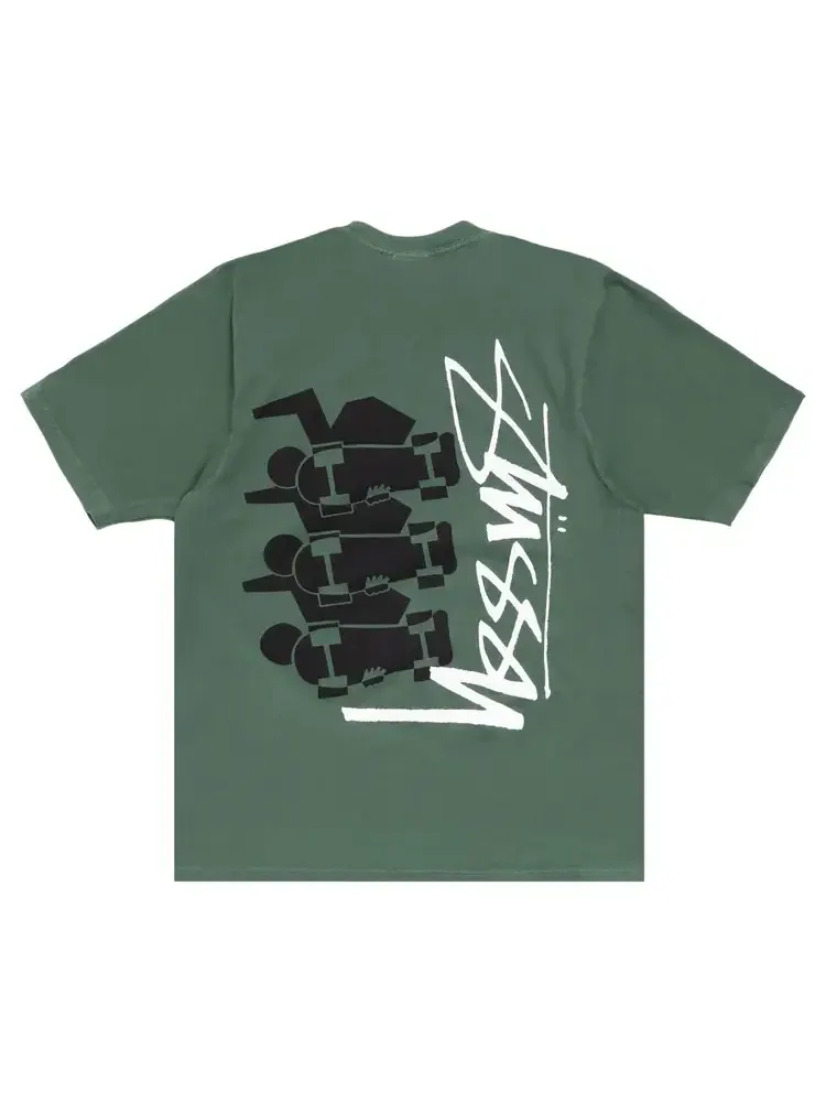 Футболка Stussy Stack, окрашенная пигментом, цвет «Сосновый» — изображение 2 из 2