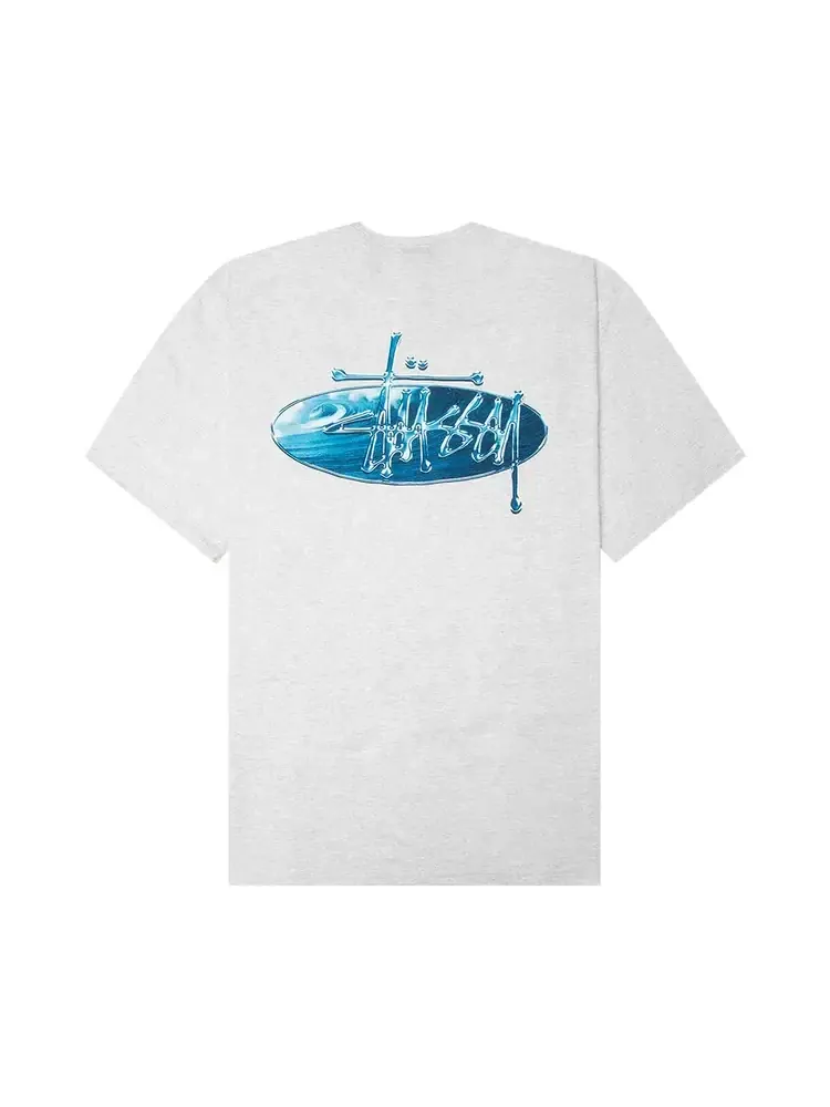 Футболка Stussy Wave Oval Tee 'Ash Heather' — изображение 2 из 2, серый