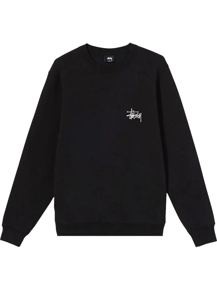 Толстовка Stussy Basic Crew 'Black' — изображение 1 из 2, черный
