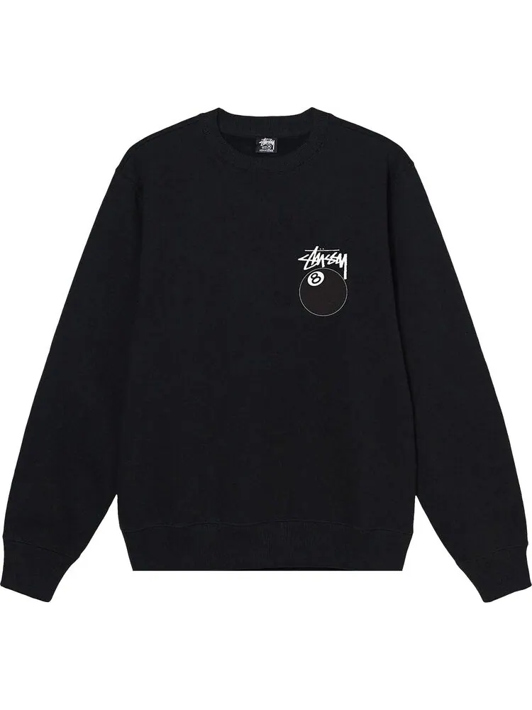 Толстовка Stussy 8 Ball Crew 'Black' — изображение 1 из 2, черный