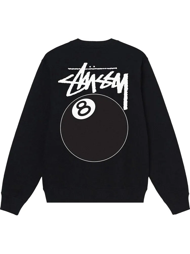 Толстовка Stussy 8 Ball Crew 'Black' — изображение 2 из 2, черный