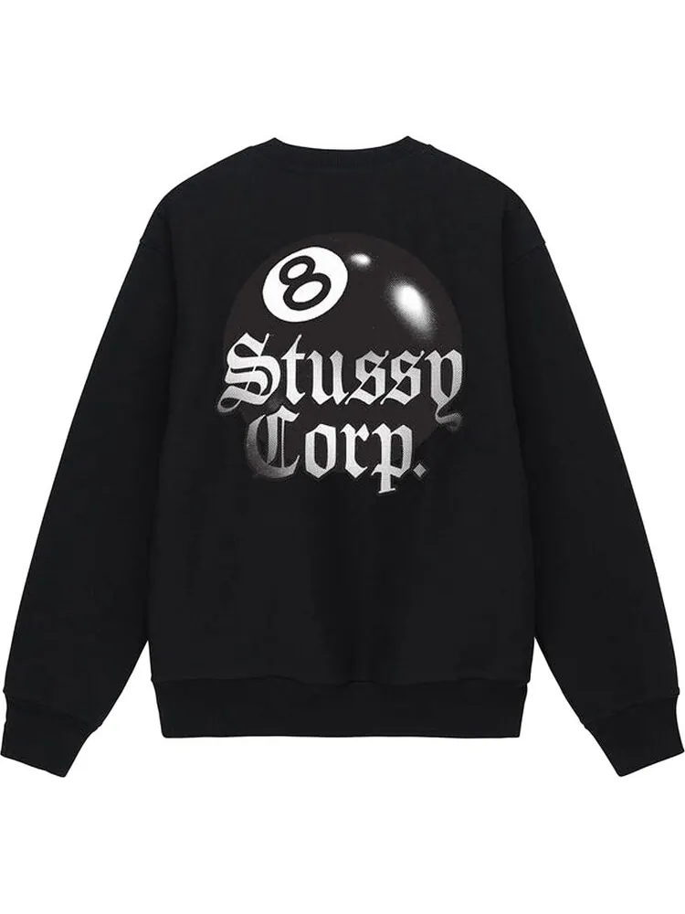 Толстовка Stussy 8 Ball Corp. Crew 'Black' — изображение 2 из 2, черный