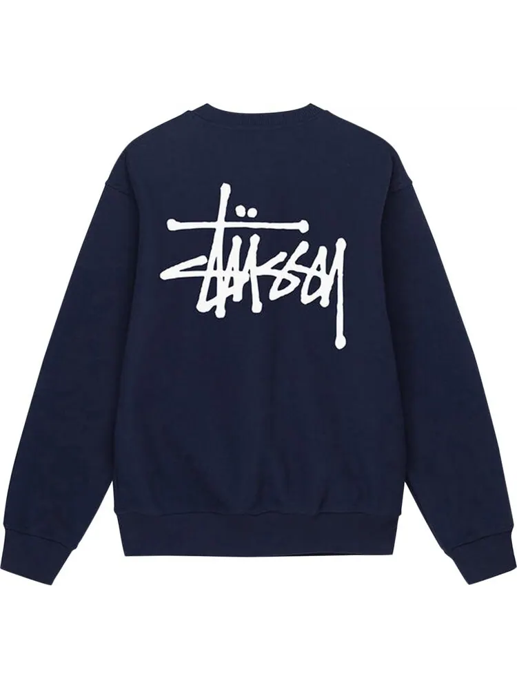 Толстовка Stussy Basic Crew 'Navy' — изображение 2 из 2, синий