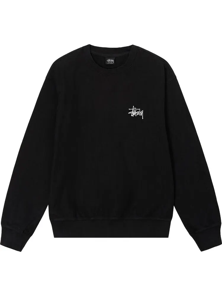 Толстовка Stussy Basic Pigment Dyed Crew 'Black' — изображение 1 из 2, черный