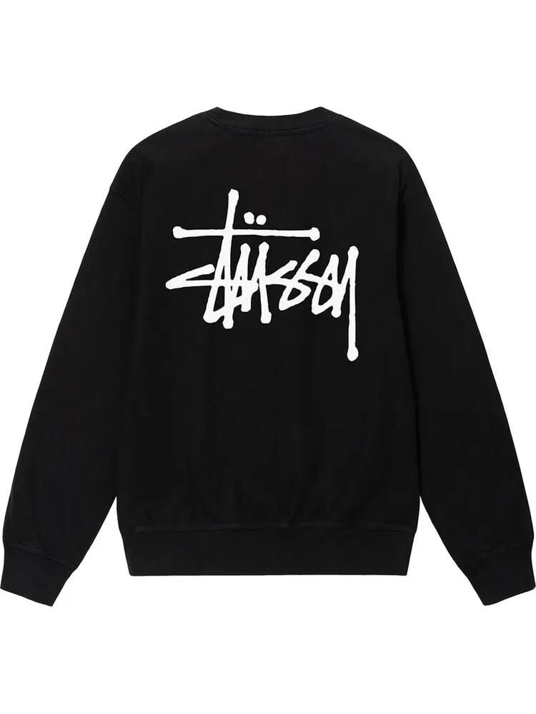 Толстовка Stussy Basic Pigment Dyed Crew 'Black' — изображение 2 из 2, черный