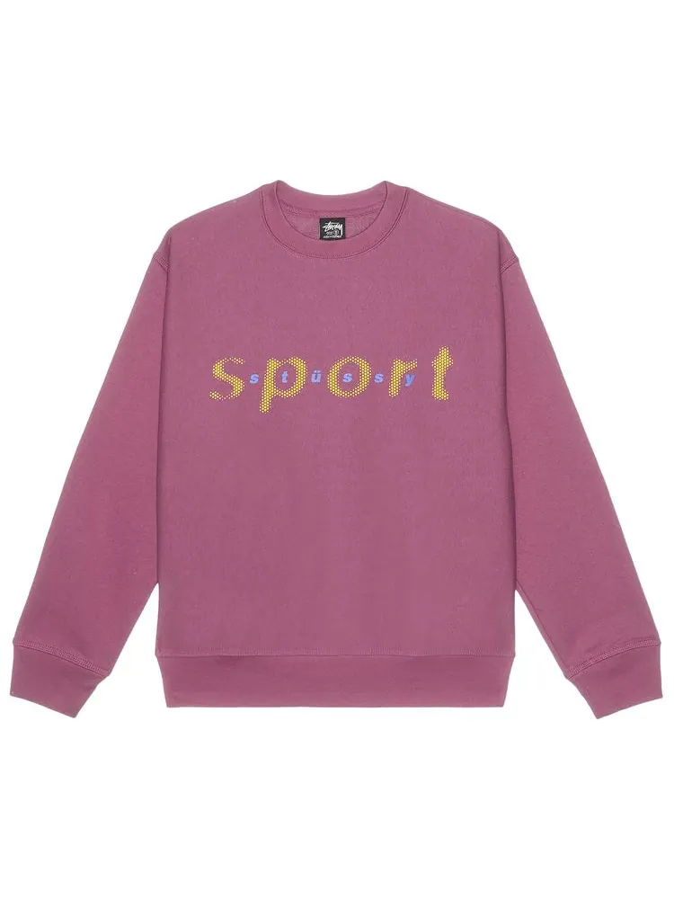 Толстовка Stussy Dot Sport Crew Sweatshirt Berry — изображение 1 из 2, розовый
