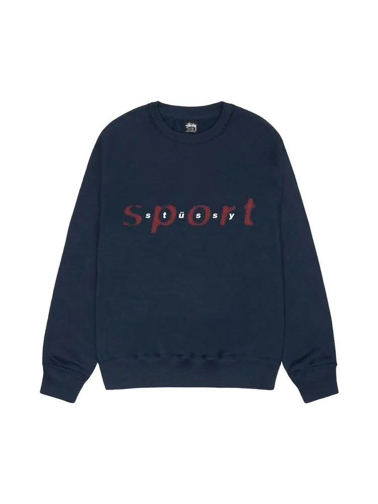 Толстовка Stussy Dot Sport Crew Sweatshirt Navy — изображение 1 из 2, синий