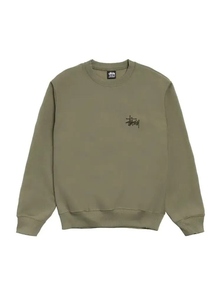 Свитшот Stussy Basic Crew — изображение 1 из 2, зеленый