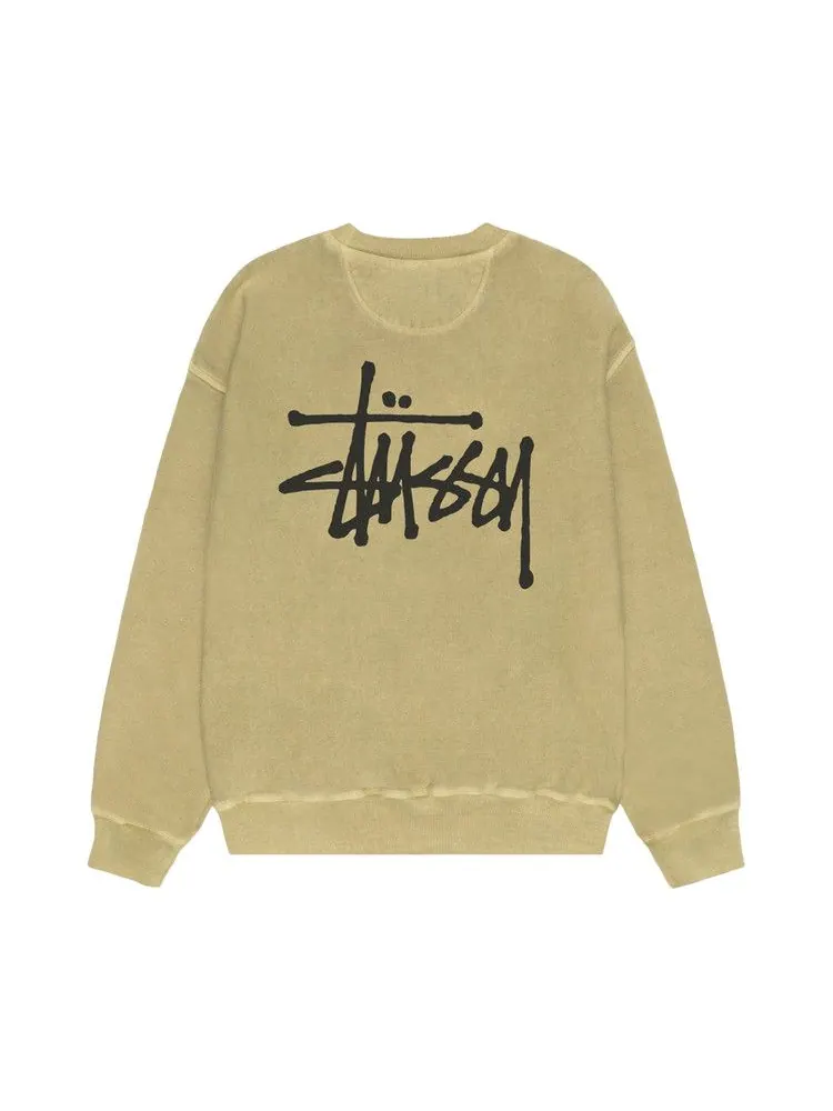 Свитер Stussy Basic Crew Pigment Dyed, Elm — изображение 2 из 2, зеленый