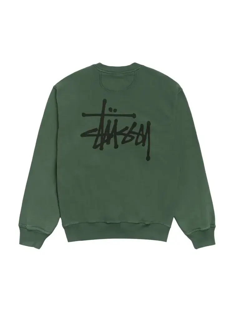 Свитшот Stussy Basic Pigment Dyed Crew — изображение 2 из 2, зеленый