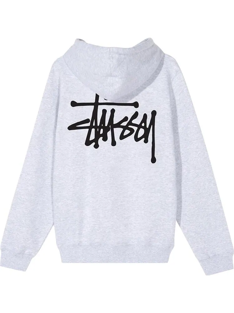 Худи Stussy Basic Hoodie 'Ash Heather' — изображение 2 из 2, серый