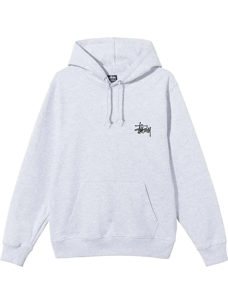 Худи Stussy Basic Logo Hoodie 'Ash Heather' — изображение 1 из 2, серый