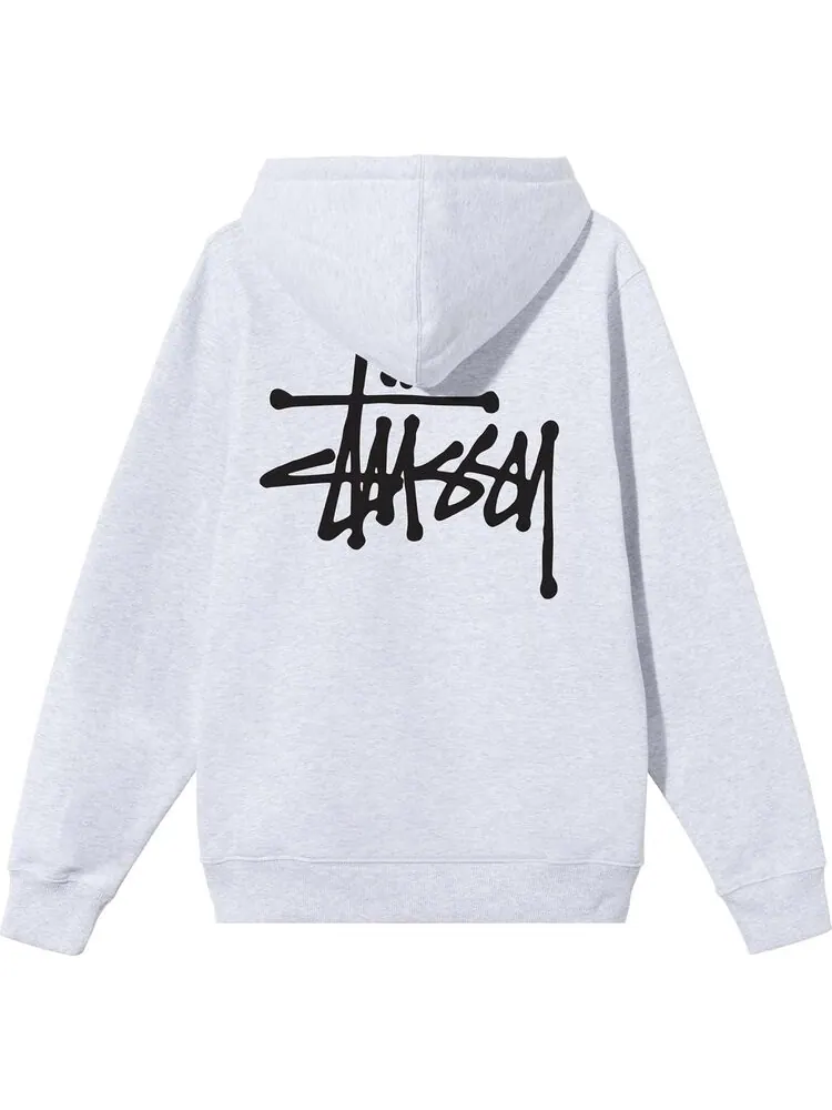 Худи Stussy Basic Logo Hoodie 'Ash Heather' — изображение 2 из 2, серый