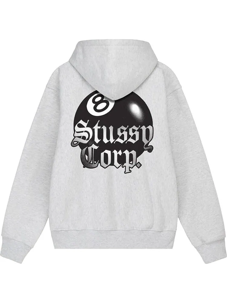 Худи Stussy 8 Ball Corp. Hoodie 'Ash Heather' — изображение 2 из 2, серый