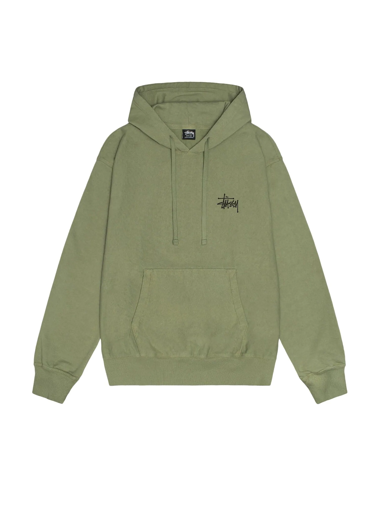 Толстовка Stussy Basic, окрашенная в пигмент, Артишок