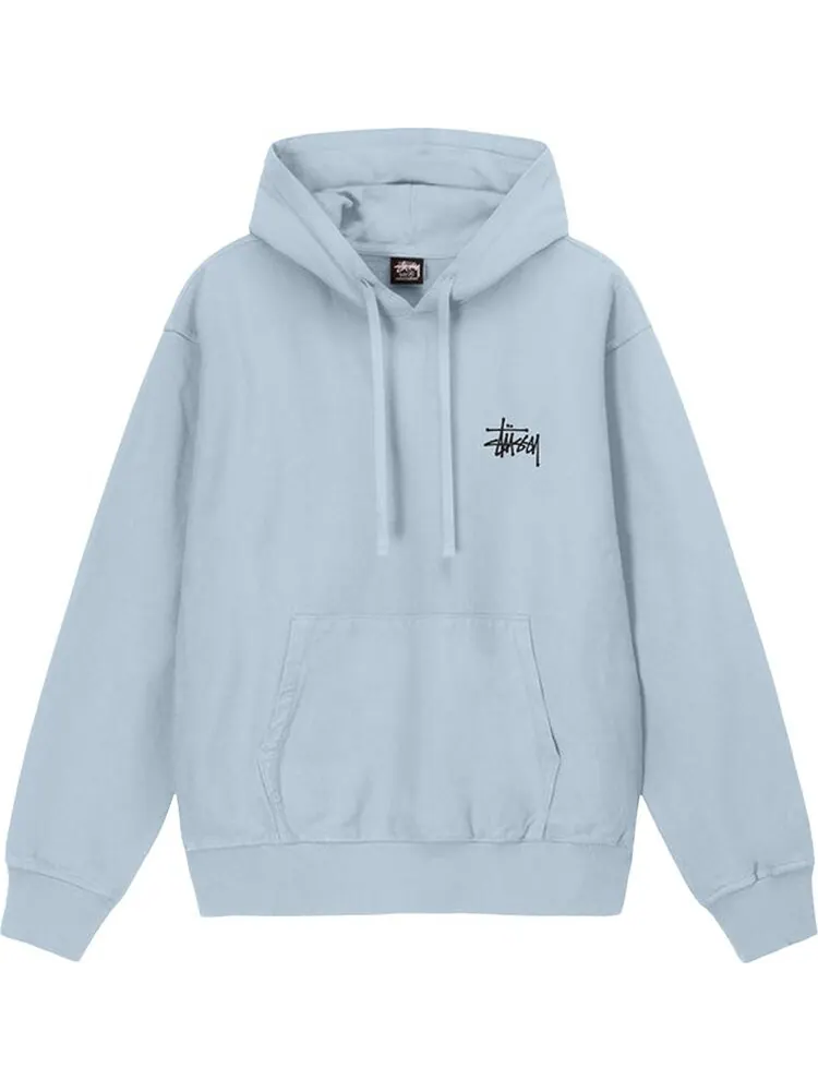 Худи Stussy Basic Pigment Dyed Hoodie 'Sky Blue' — изображение 1 из 2, синий