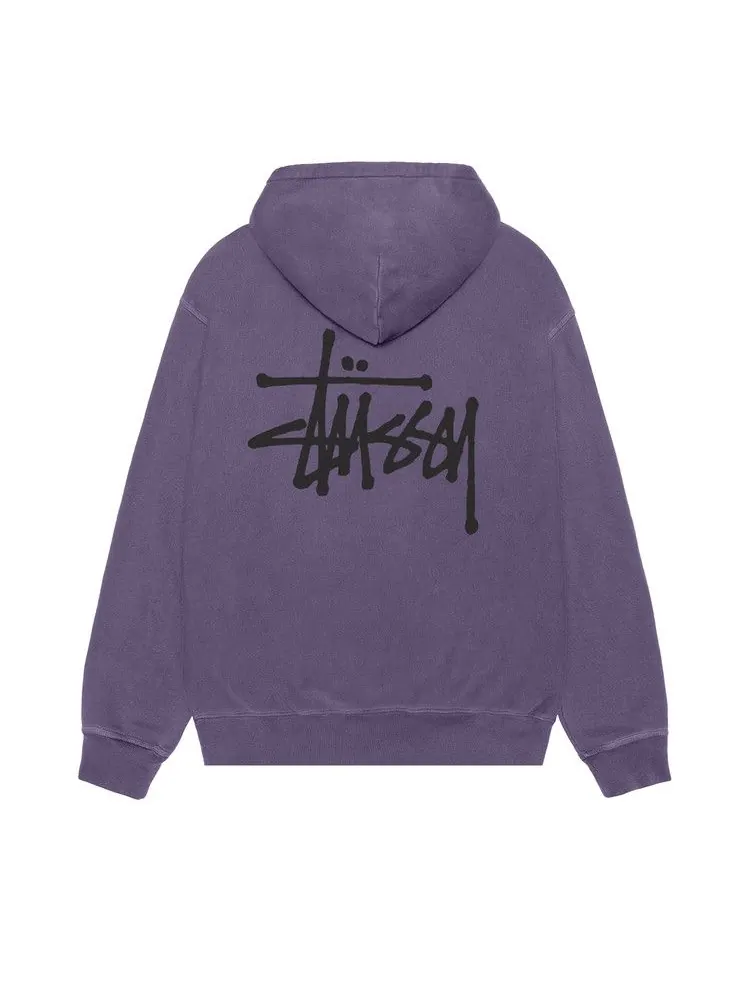 Худи Stussy Basic Hoodie Pigment Dyed — изображение 2 из 2, фиолетовый