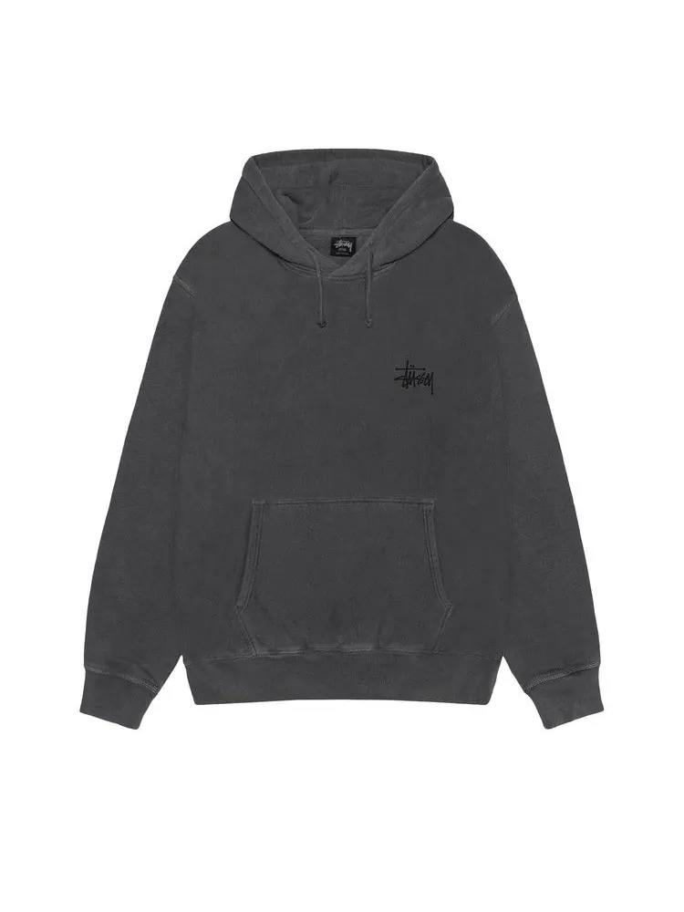 Худи Stussy Basic Hoodie Pigment Dyed — изображение 1 из 2, черный/черный