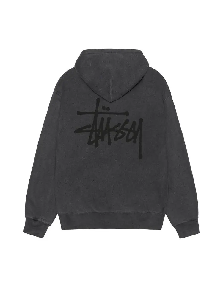 Худи Stussy Basic Hoodie Pigment Dyed — изображение 2 из 2, черный/черный