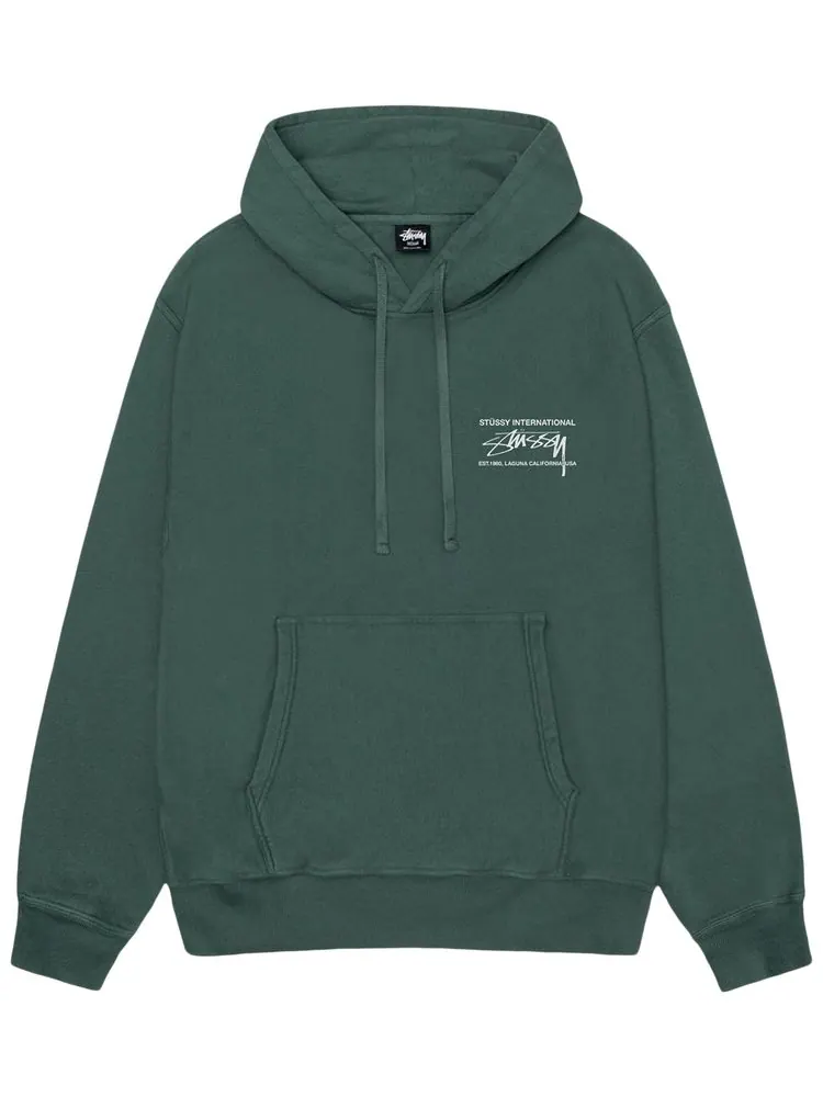 Худи Stussy Smooth International Hoodie Pigment Dyed 'Forest' — изображение 1 из 2, лесной
