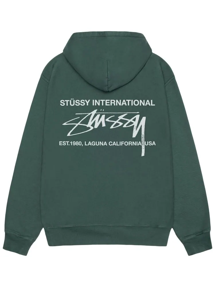 Худи Stussy Smooth International Hoodie Pigment Dyed 'Forest' — изображение 2 из 2, лесной
