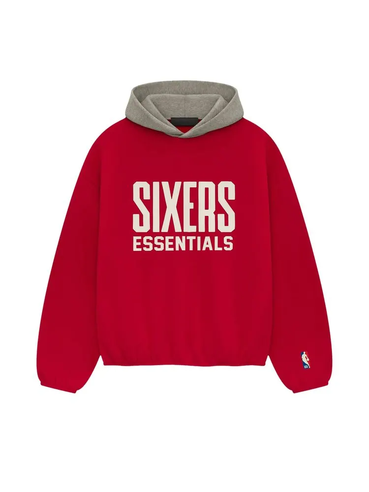 Худи Fear of God Essentials x NBA Philadelphia 76ers Hoodie 'Red Grey' — изображение 1 из 2, красный серый