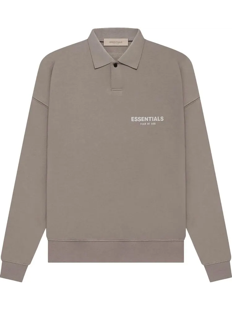 Лонгслив Fear of God Essentials Long-Sleeve Polo 'Desert Taupe' — изображение 1 из 2, серый