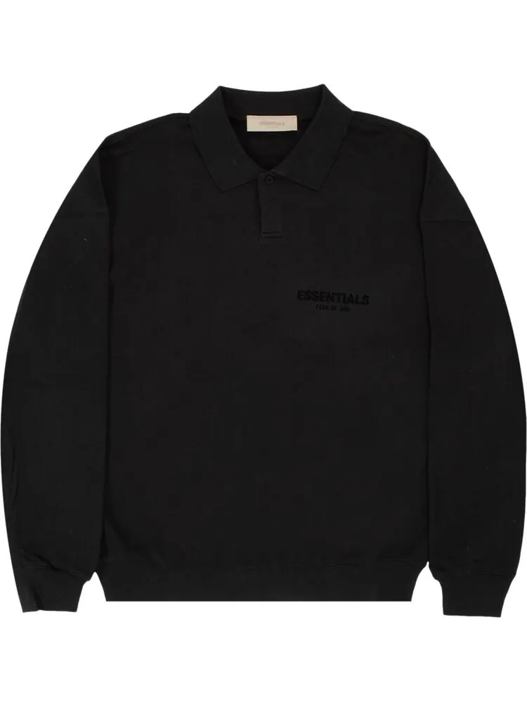 Лонгслив Fear of God Essentials Long-Sleeve Polo 'Stretch Limo' — изображение 1 из 2, черный