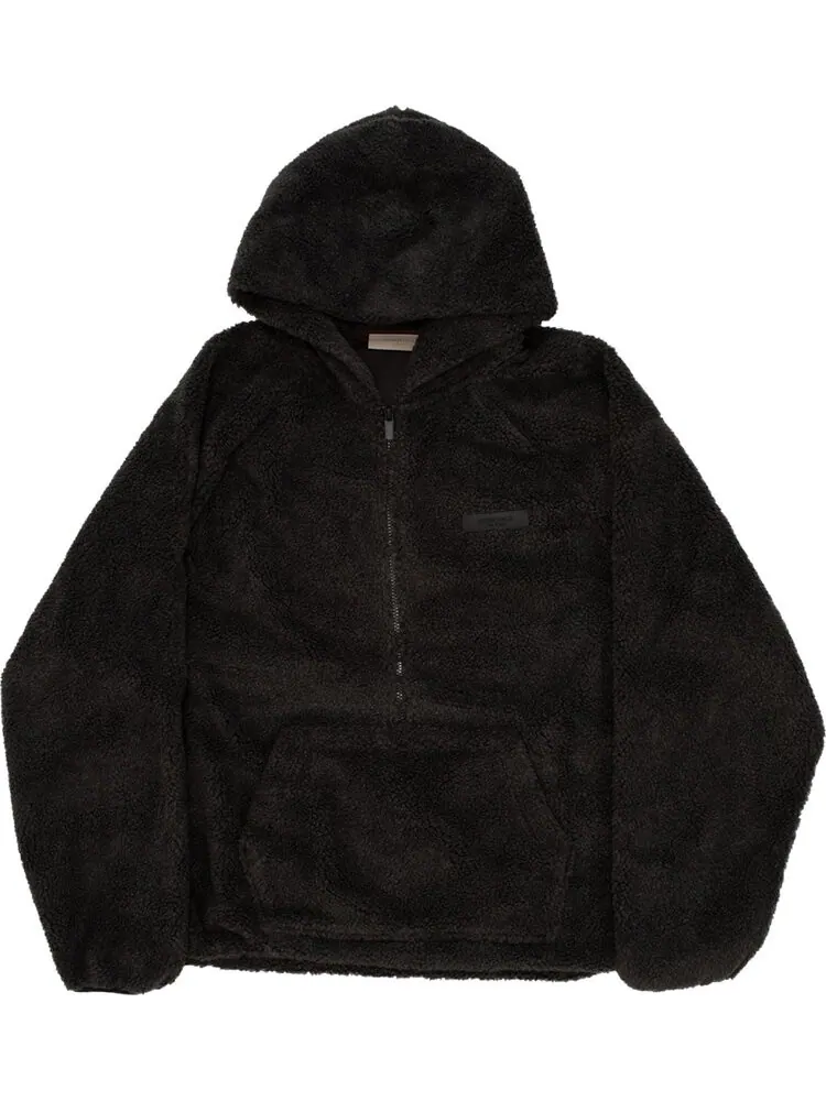 Худи Fear of God Essentials Polar Fleece Half Zip Hoodie 'Iron' — изображение 1 из 2, черный