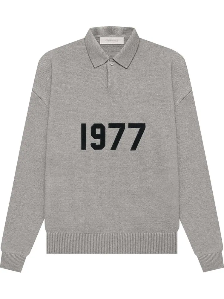 Лонгслив Fear of God Essentials Knit Long-Sleeve Polo 'Dark Oatmeal' — изображение 1 из 2, серый