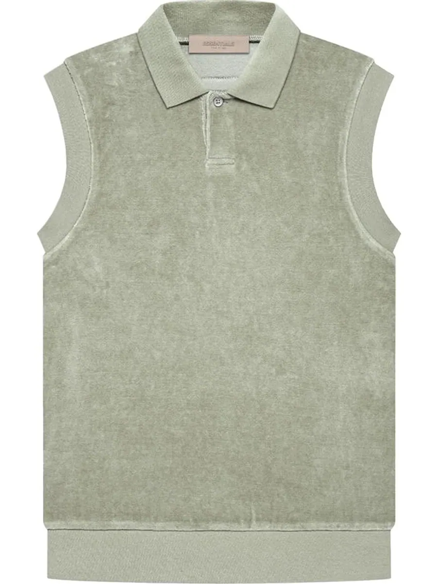 Поло Fear of God Essentials Velour Sleeveless Polo 'Seafoam' — изображение 1 из 2, зеленый