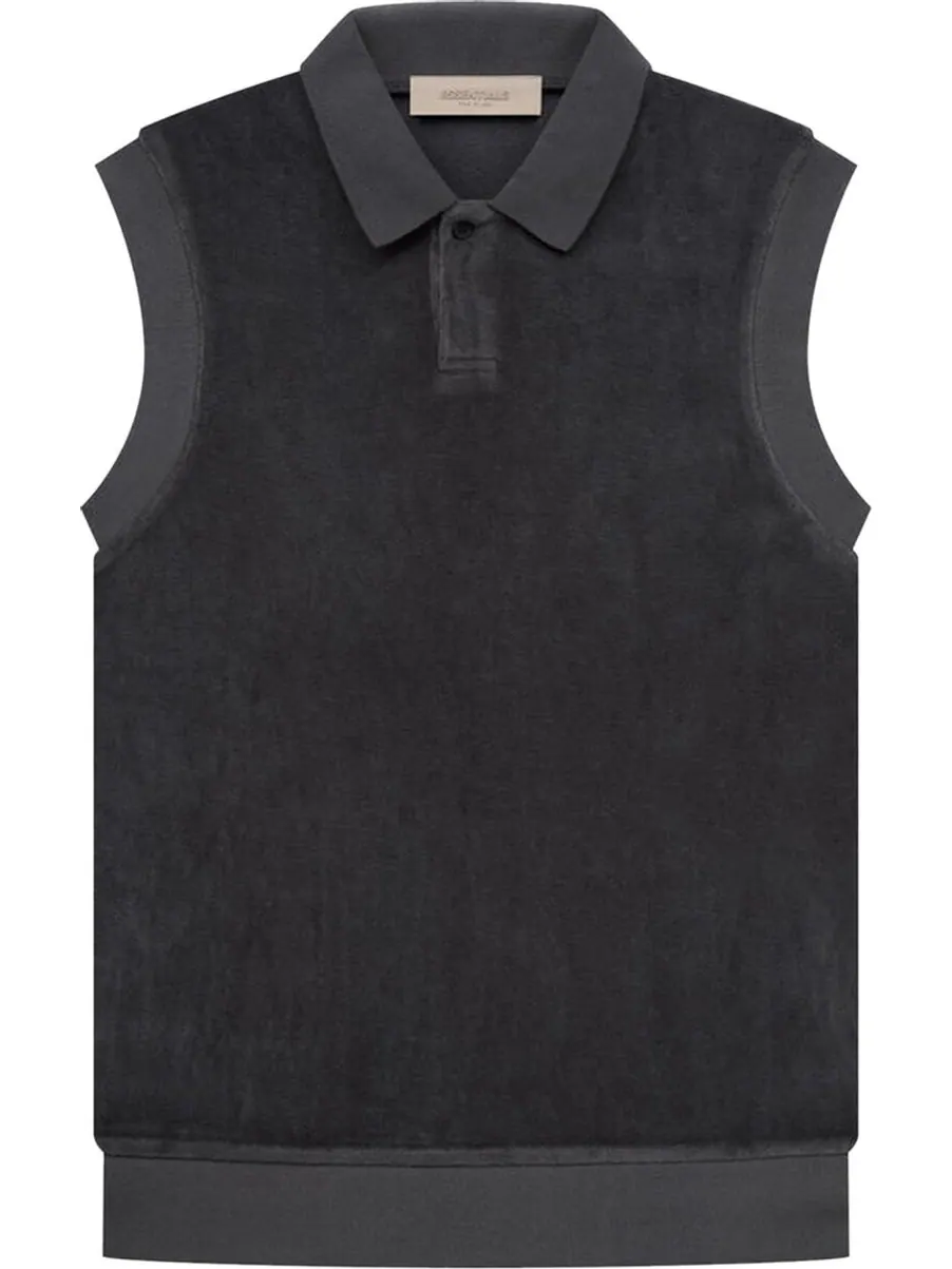 Поло Fear of God Essentials Velour Sleeveless Polo 'Iron' — изображение 1 из 2, черный