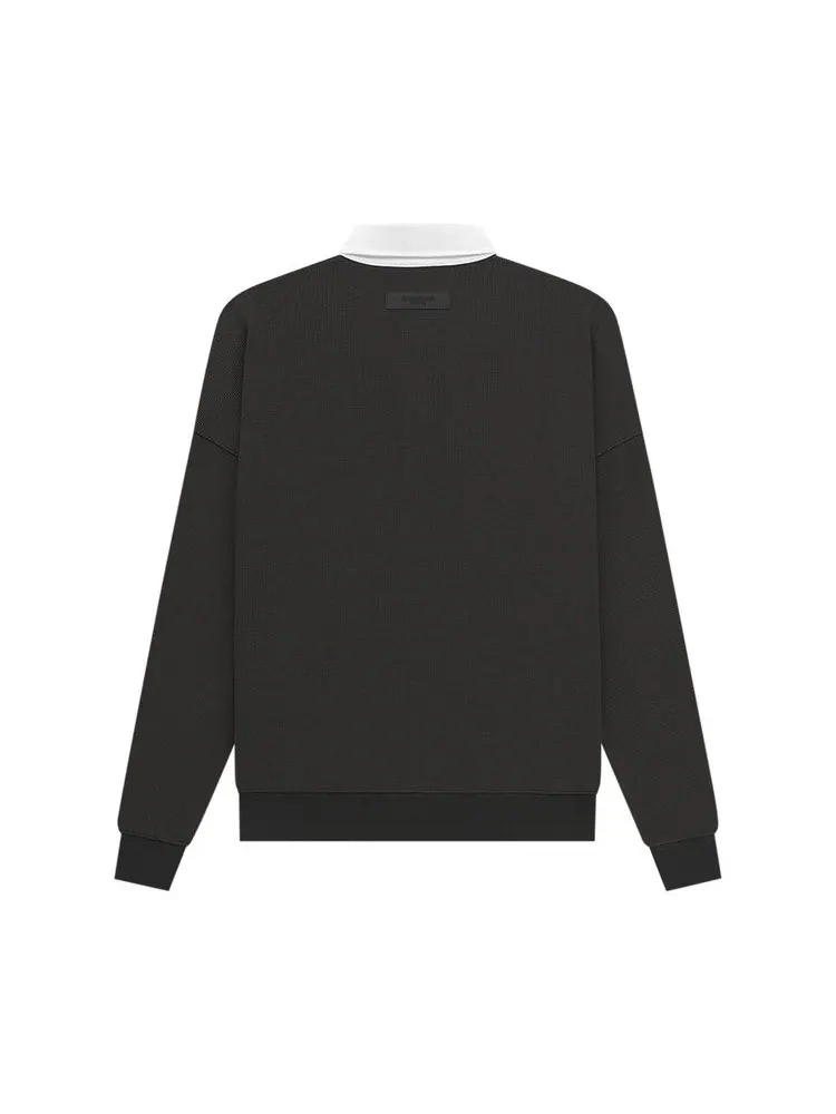 Топ Fear of God Essentials Waffle Henley Rugby — изображение 2 из 2, черный