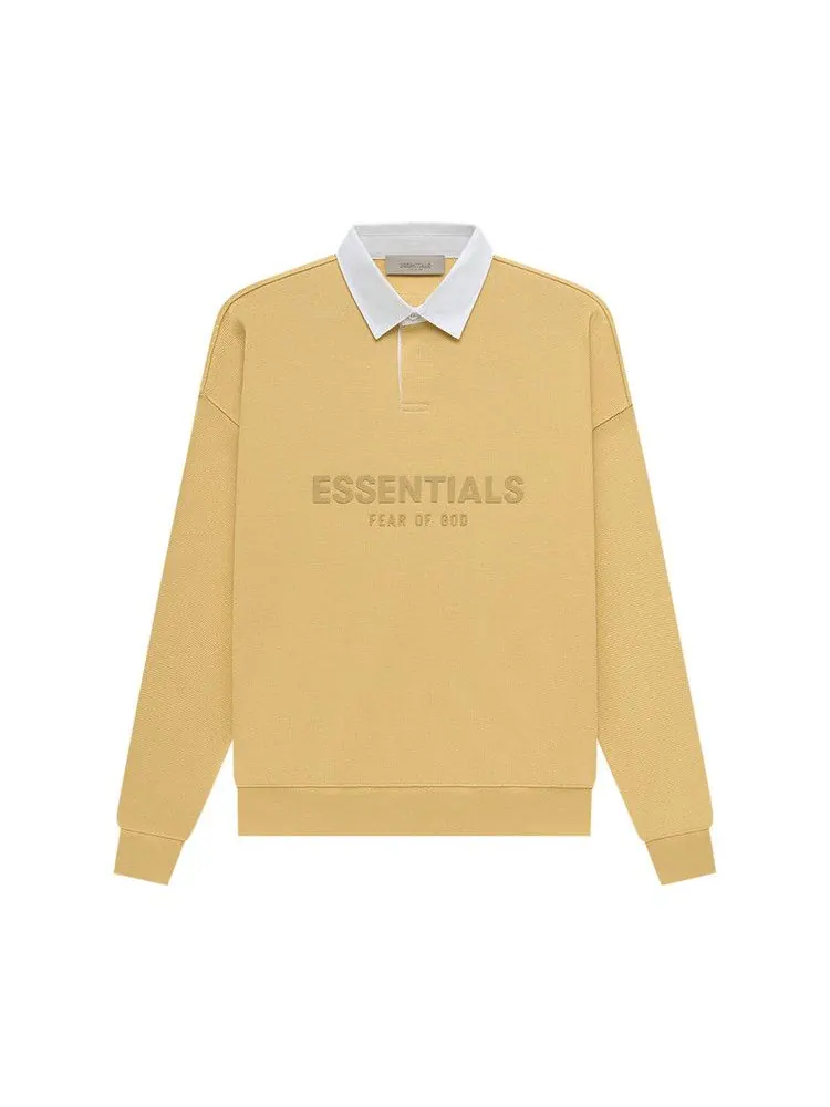 Топ Fear of God Essentials Waffle Henley Rugby, Light Tuscan — изображение 1 из 2, желтый