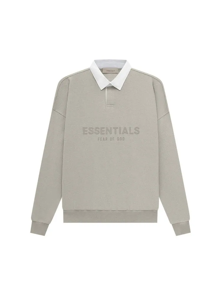 Топ Fear of God Essentials Waffle Henley Rugby — изображение 1 из 2, серый