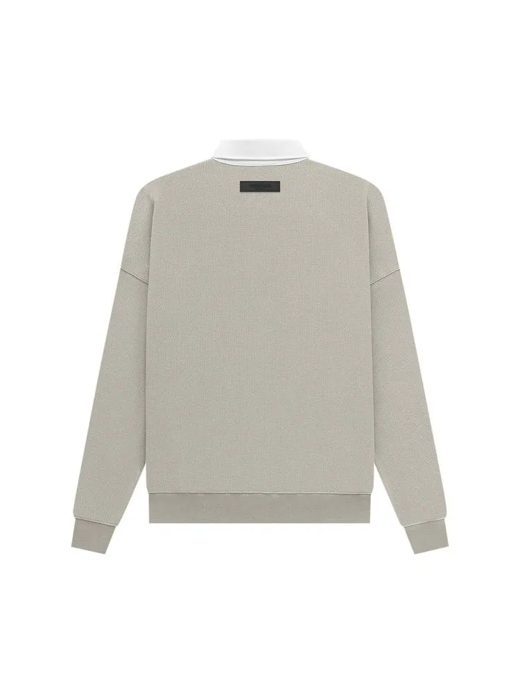 Топ Fear of God Essentials Waffle Henley Rugby — изображение 2 из 2, серый