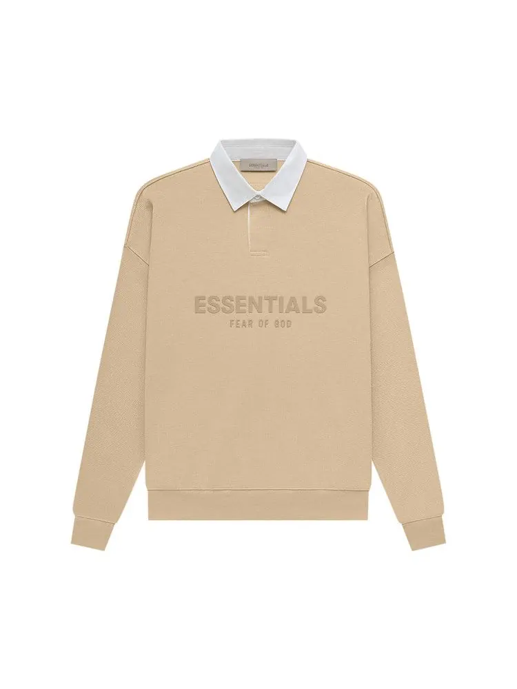 Топ Fear of God Essentials Waffle Henley Rugby — изображение 1 из 2, бежевый