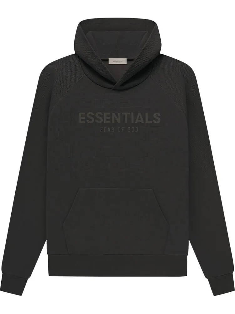 Худи Fear of God Essentials Waffle Raglan Hoodie 'Off Black' — изображение 1 из 2, черный