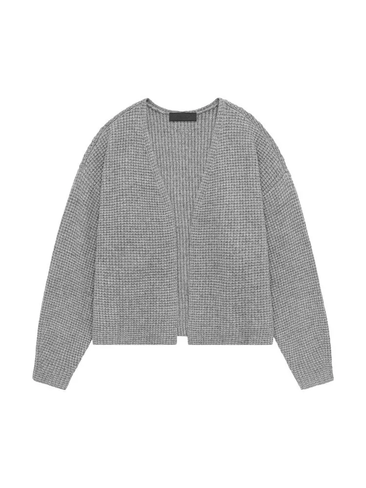 Кардиган Fear of God Essentials Heavy Waffle Cardigan — изображение 1 из 2, серый