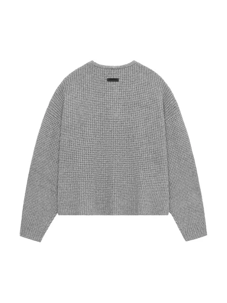 Кардиган Fear of God Essentials Heavy Waffle Cardigan — изображение 2 из 2, серый