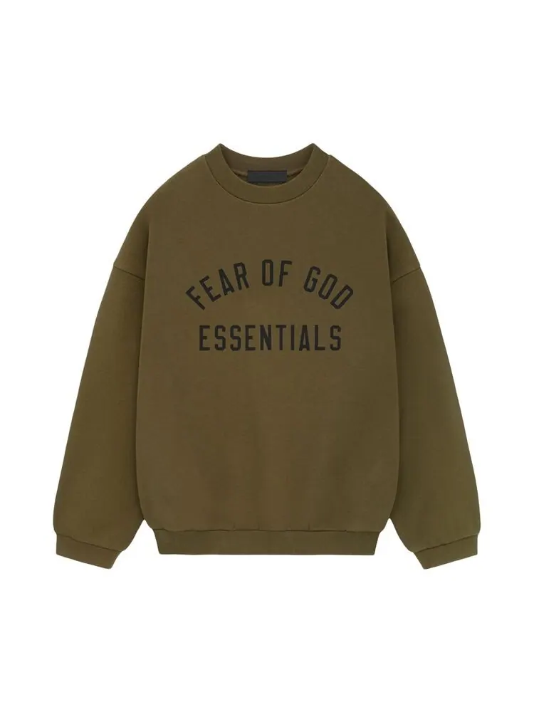 Толстовка Fear of God Essentials Fleece Crewneck Olive — изображение 1 из 2, зеленый