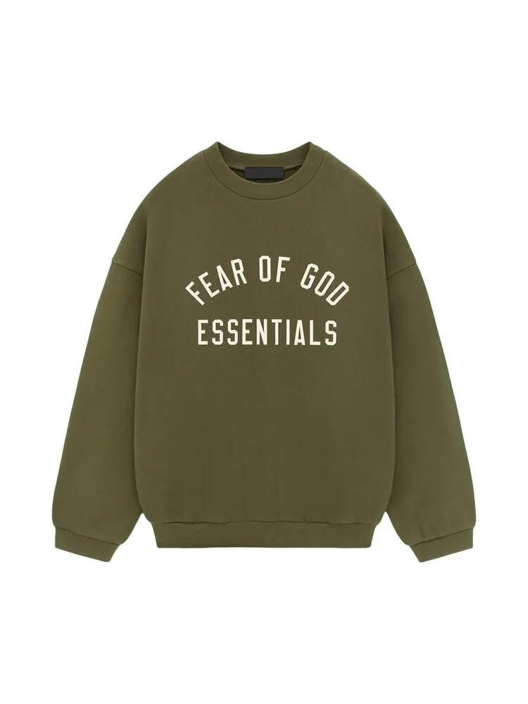 Толстовка Fear of God Essentials Fleece Crewneck Military — изображение 1 из 2, зеленый