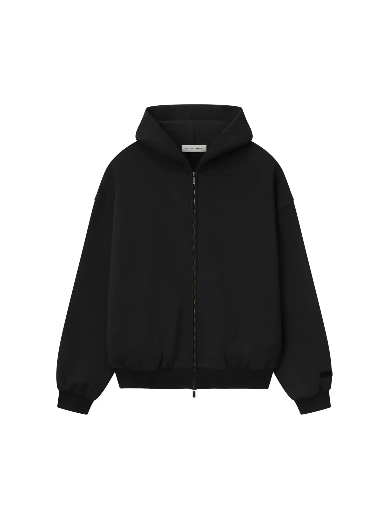 Толстовка на молнии из флиса Fear of God Essentials с тиснением в стиле 90-х — изображение 1 из 2, винтажный черный
