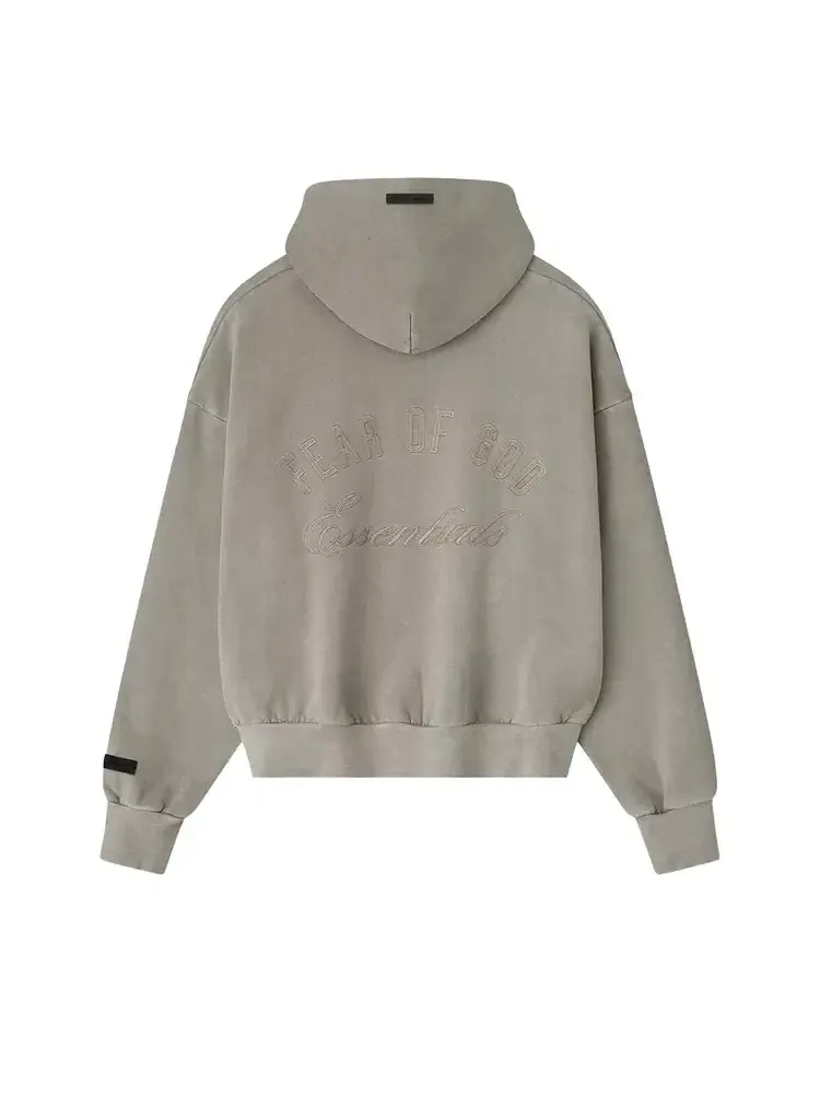 Классическое худи на молнии Fear of God Essentials — изображение 2 из 2, серый