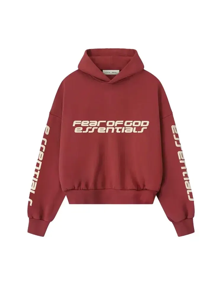 Укороченное свободное худи Fear of God Essentials — изображение 1 из 3, красный