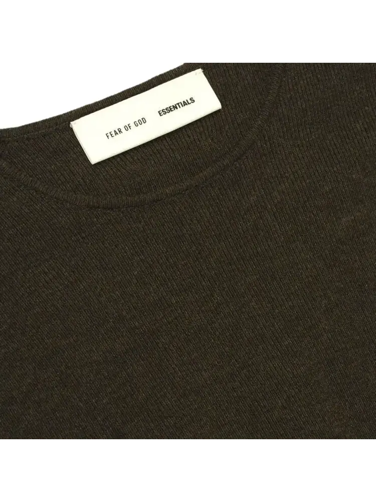 Платье с длинными рукавами в рубчик от Fear of God Essentials — изображение 3 из 3, коричневый